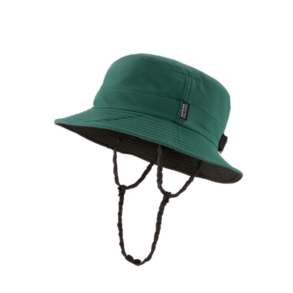 Patagonia Green and Black Bucket Hat with Adjustable Chin Strap